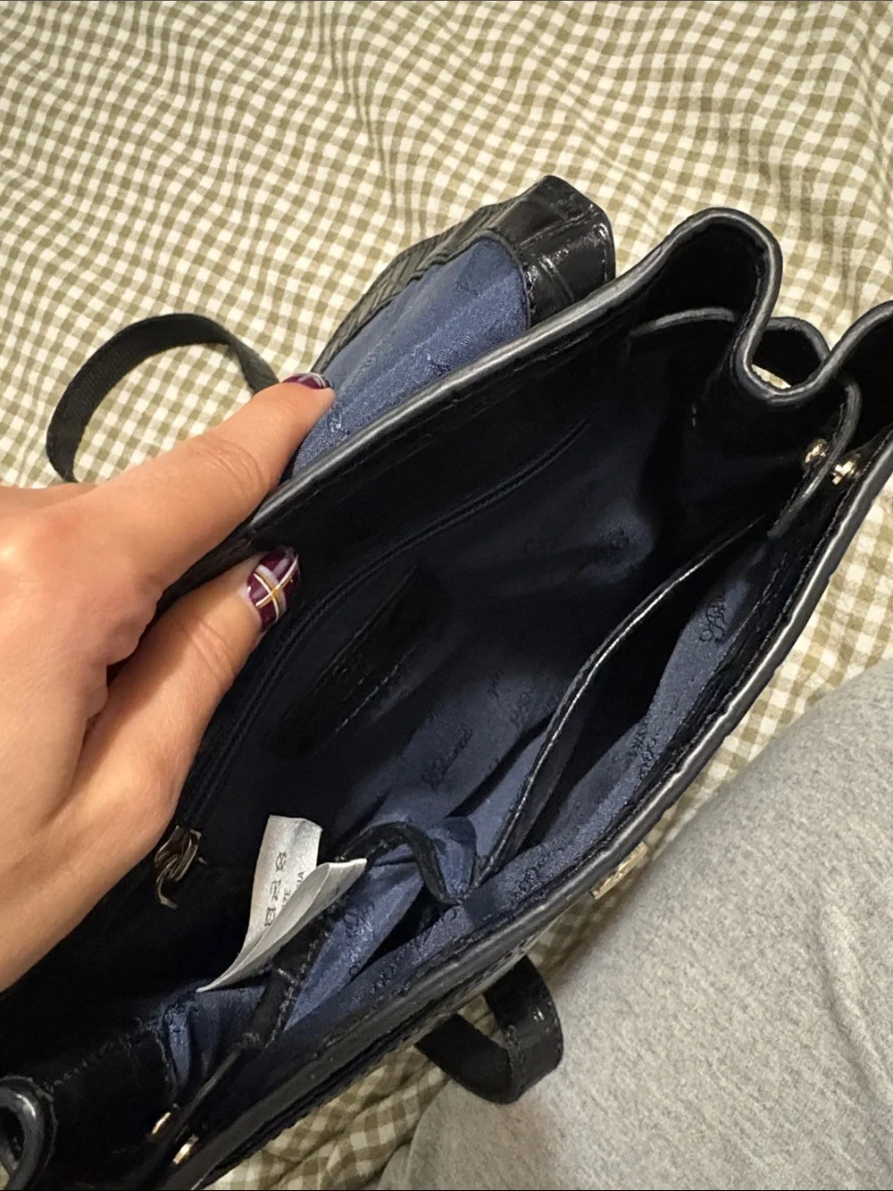 Ashwood Black Croc-Embossed Women’s Bag